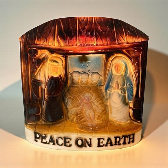 Vintage DAPOL Plastics Christmas Peace On Earth Nativity Manger Blow Mold 1973 - Picture 1 of 15